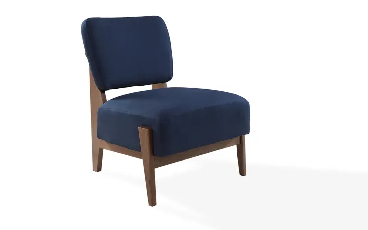 POLTRONA PARA QUARTO POLTRONA INDIVIDUAL DE MADEIRA ESTOFADA SEM BRAÇOS COR CHUMBO SAMAMBAIA VERNIZ CAPUCCINO TEC.997 - 67x66x82 CM