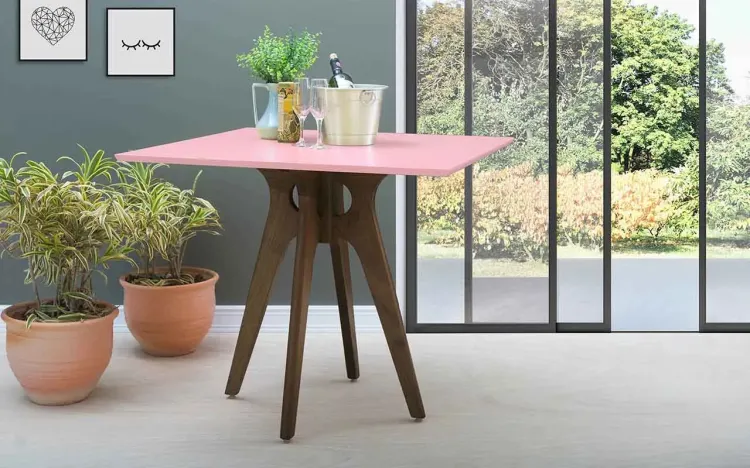 MESA PARA RESTAURANTE QUADRADA BIANCHI 90X77CM NOGUEIRA E ROSA BEBÊ