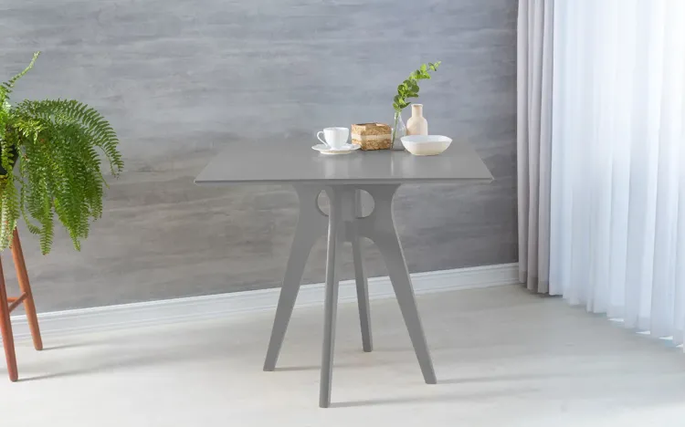 MESA JANTAR QUADRADA BIANCHI 90X77CM LACA CINZA CONCRETO