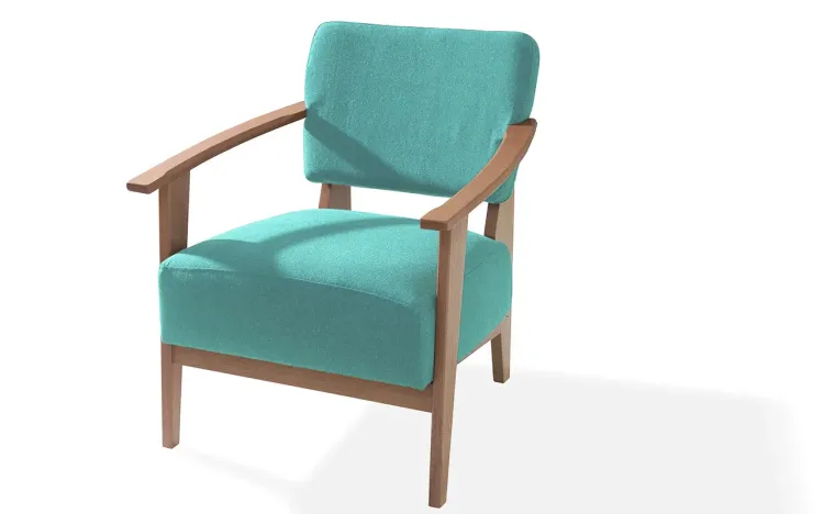 POLTRONA COM BRAÇOS TURQUESA SAMAMBAIA VERNIZ AMENDOA TEC.950 - 72x66x82 CM