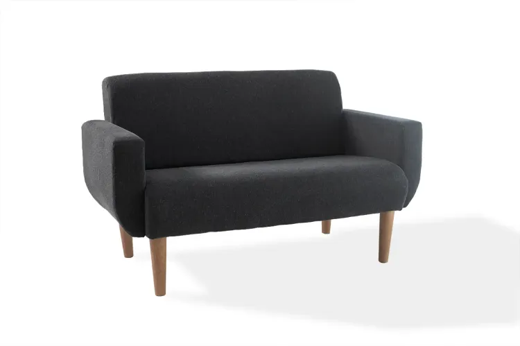 SOFÁ 2 LUGARES PÉS PALITO RETRÔ PRETO VERNIZ AMENDOA LIRIO 140X76X83CM 