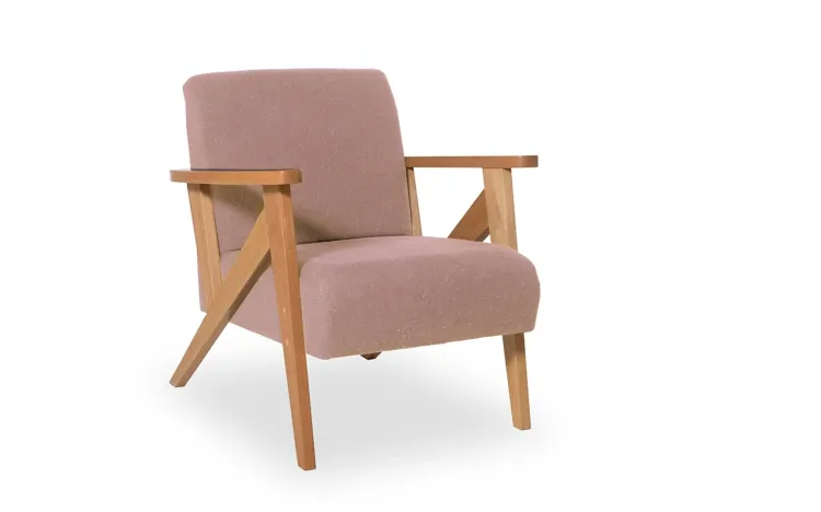 POLTRONA PARA QUARTO ANIS VERNIZ AMENDOA TEC.169B ROSA 72X76X85 CM