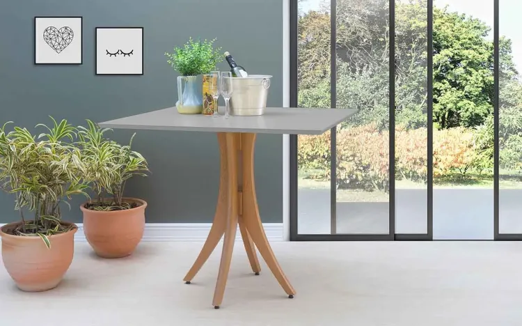 MESA DE RESTAURANTE QUADRADA JULIETTE 90X90X77CM JATOBÁ E CINZA CONCRETO