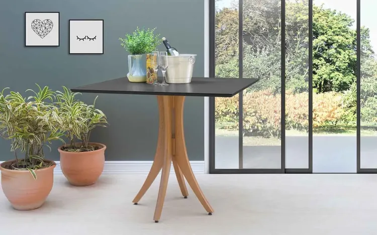MESA DE JANTAR PRETA QUADRADA JULIETTE 90X90X77CM JATOBÁ E PRETO