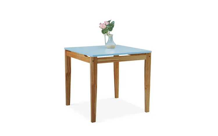 MESA PARA SALA DE JANTAR TUCUPI ACABAMENTO STAIN NÓZES E AZUL BEBÊ 80X80X76CM