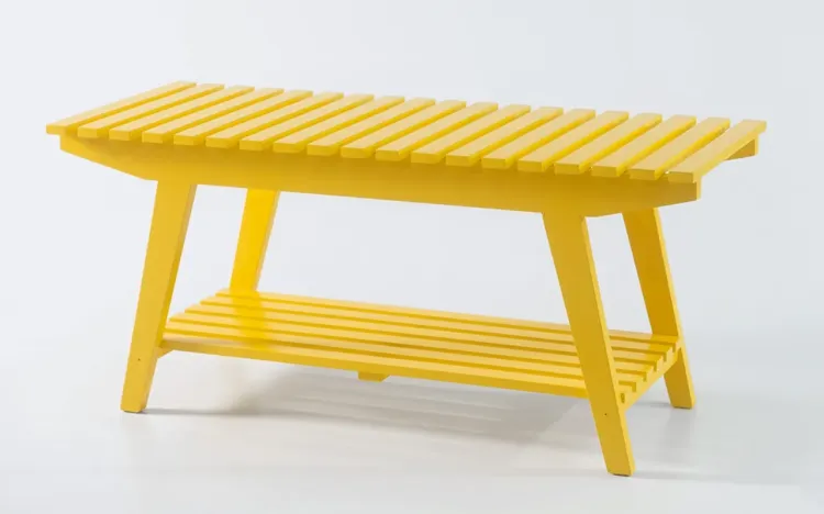 BANCO MALEIRO COM PRATELEIRA BUIAH LACA AMARELO 100X40X45CM