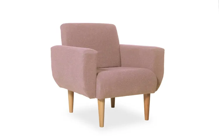 POLTRONA PARA SALA ROSA VERNIZ AMENDOA TEC 169B LIRIO 80X76X84 CM