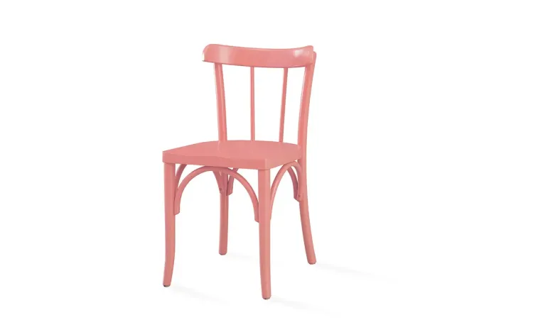 CADEIRA DE JANTAR COM ENCOSTO E ASSENTO ANATÔMICO JUSTINE LACA ROSA CORAL 43x47,5x78,5 CM