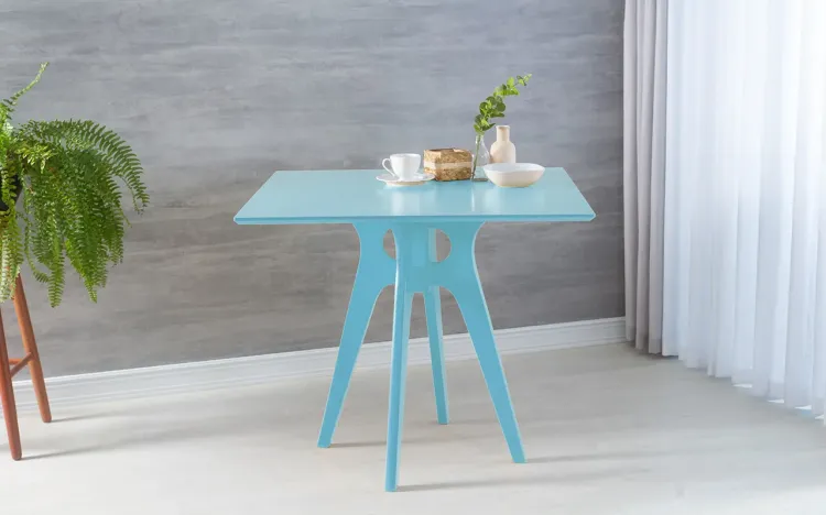 MESA QUADRADA 4 LUGARES BIANCHI 90X77CM LACA AZUL BEBÊ