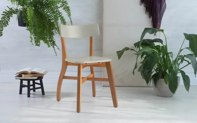 CADEIRA DE MESA DE JANTAR BELLA JATOBÁ E OFFWHITE 44X51X79 CM