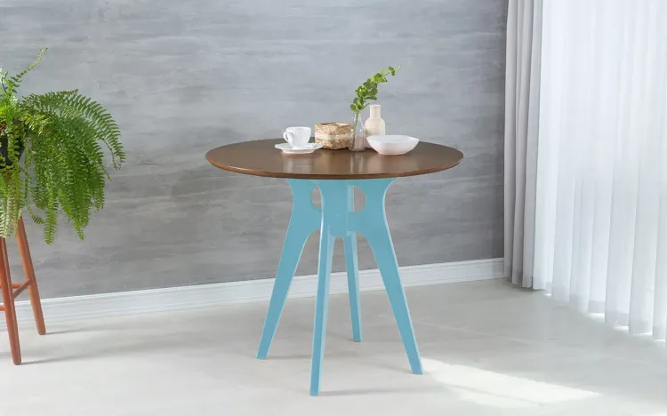 MESA PARA LANCHONETE REDONDA BIANCHI 90X77CM AZUL BEBÊ E CAPUCCINO