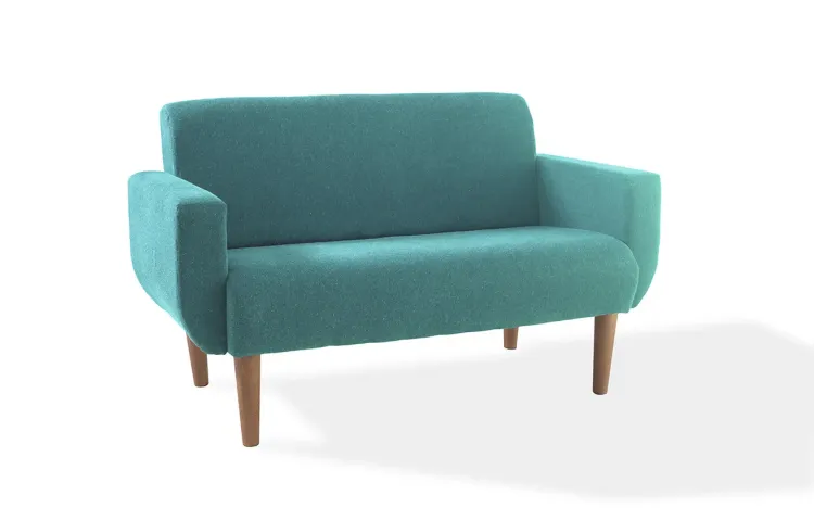 SOFÁ 2 LUGARES TURQUESA PARA SALA VERNIZ AMENDOA LIRIO 140X76X83CM