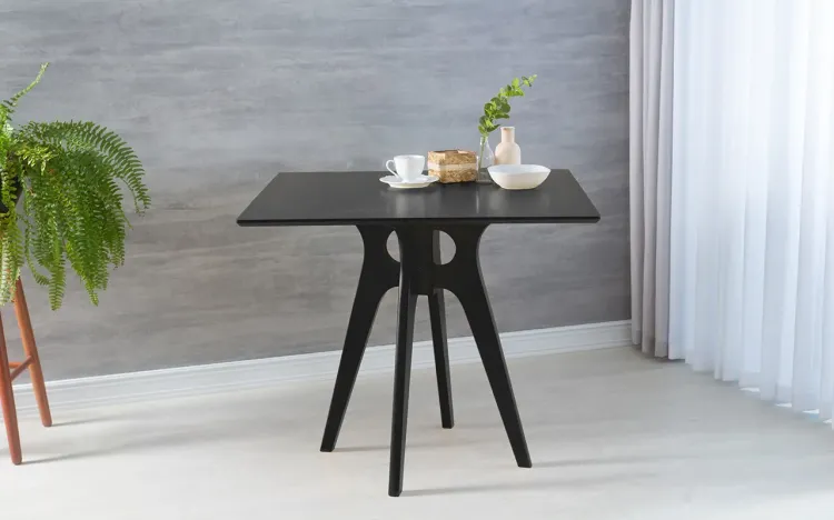 MESA DE JANTAR PRETA QUADRADA BIANCHI 90X77CM LACA PRETA