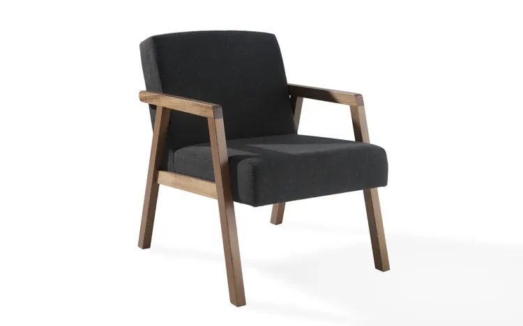 POLTRONA PARA QUARTO PRETA CHARLIE VERNIZ CAPUCCINO TEC.999 60x74x84 CM