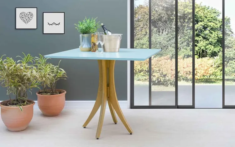 MESA QUADRADA 4 CADEIRAS JULIETTE 90X90X77CM AMÊNDOA E AZUL BEBÊ