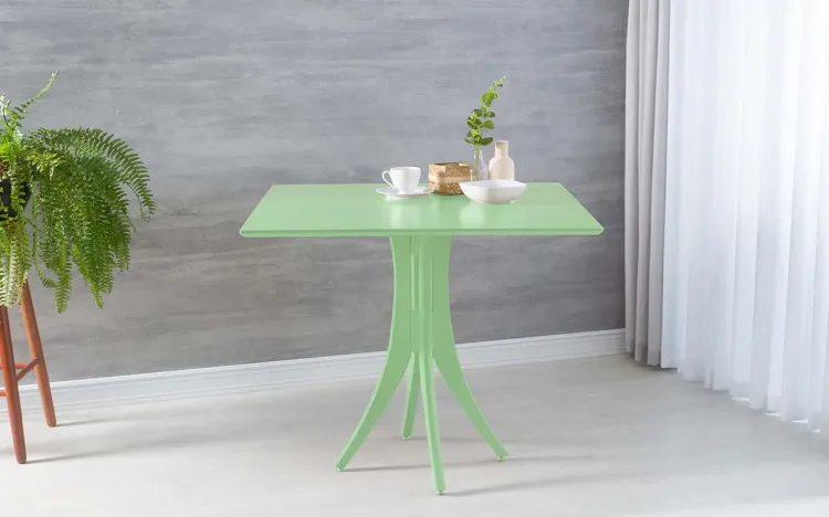 MESA DE JANTAR DE MADEIRA QUADRADA JULIETTE 90X90X77CM LACA VERDE SÁLVIA