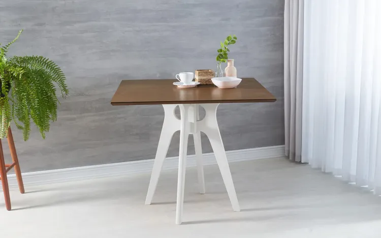 MESA DE JANTAR BRANCA QUADRADA BIANCHI 90X77CM BRANCO E CAPUCCINO