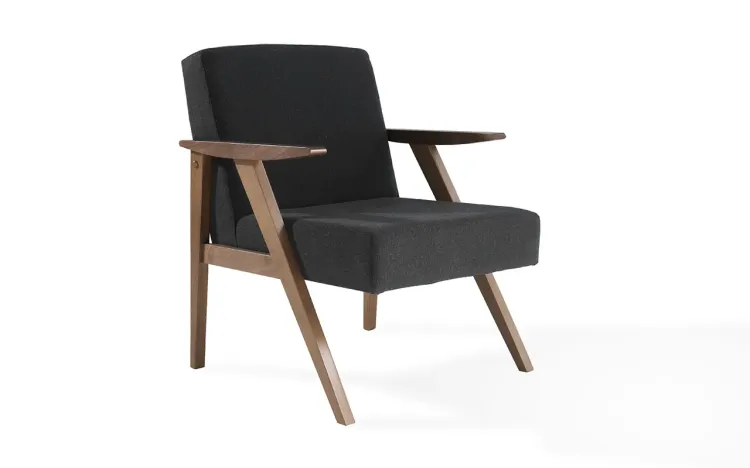 POLTRONA PARA SALA COR PRETA THÉO VERNIZ CAPUCCINO TEC.999 63x71x83 CM
