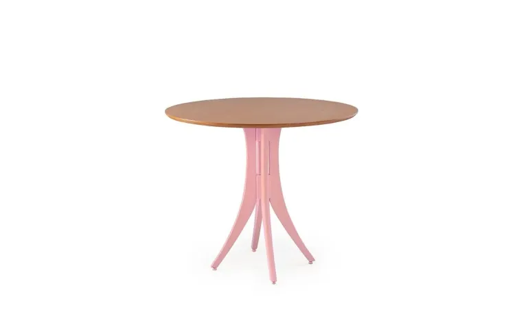 MESA DE JANTAR 4 CADEIRAS REDONDA JULIETTE 90X77CM ROSA BEBÊ E JATOBÁ