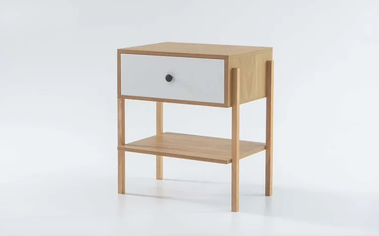 MESA DE CABECEIRA PARA QUARTO NASH MDF DUAL COM BRANCO E PÉS TAUARI 54X37X60 CM