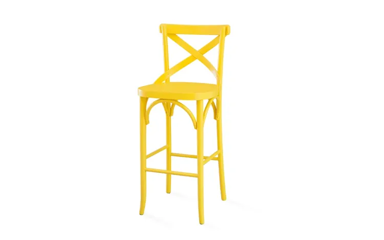 BANQUETA ALTA COLORIDA DE MADEIRA LACA AMARELA MADELEINE 45X43X108CM