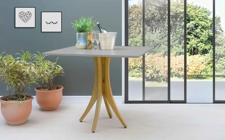 MESA 4 LUGARES QUADRADA JULIETTE 90X90X77CM AMÊNDOA E CINZA CONCRETO