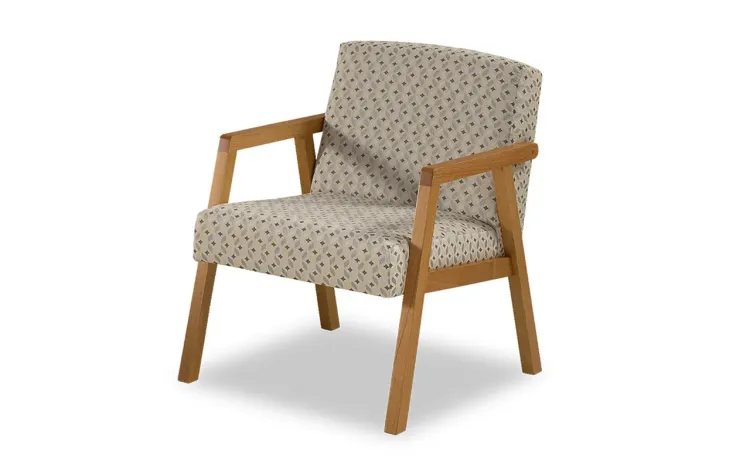 POLTRONA PARA SALA COM BRAÇOS PÉS DE MADEIRA ESTOFADA COR IBIZA CHARLIE VERNIZ AMENDOA TEC.135B - 60x74x84 CM