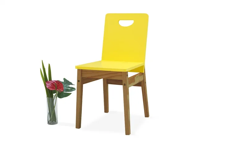 CADEIRA PARA COZINHA TUCUPI ACABAMENTO STAIN NOZES E AMARELO 40X51X81CM 