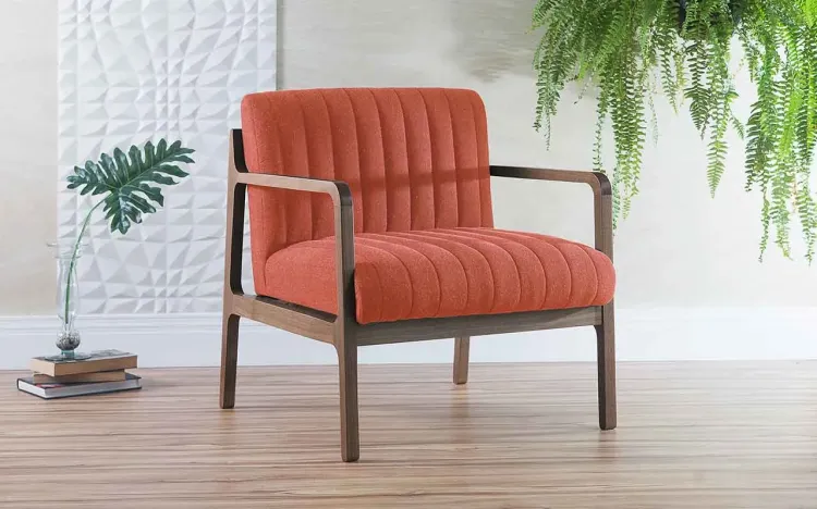 POLTRONA DE SALA CANELA VERNIZ CAPUCCINO TEC.918 COR SALMÃO 69X71X79 CM