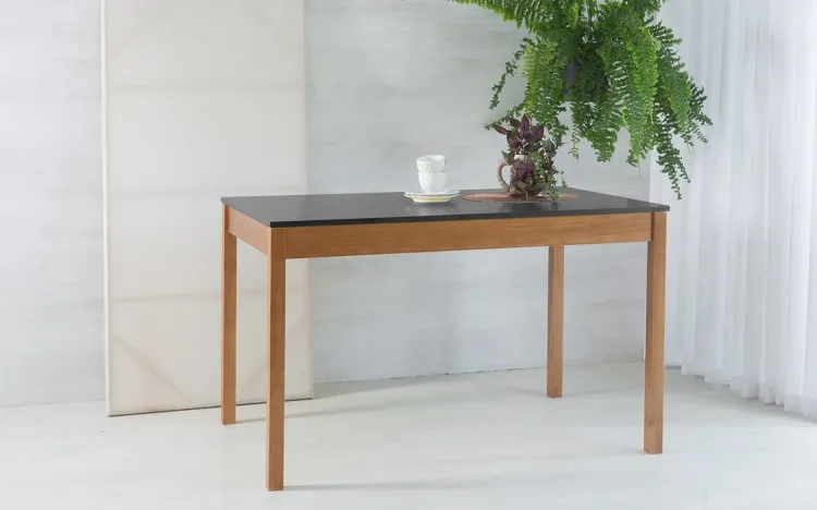 MESA PARA COZINHA PRETA COM TAMPO MDF MACIÇO OLGA VERNIZ CAPUCCINO E PRETO 120X80X75CM