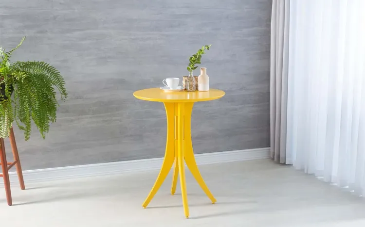 MESA BISTRÔ PEQUENA REDONDA JULIETTE 60X77CM LACA AMARELA