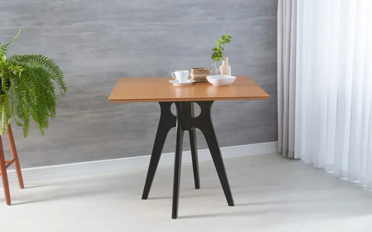 MESA QUADRADA PRETA PARA JANTAR BIANCHI 90X77CM PRETO E JATOBÁ