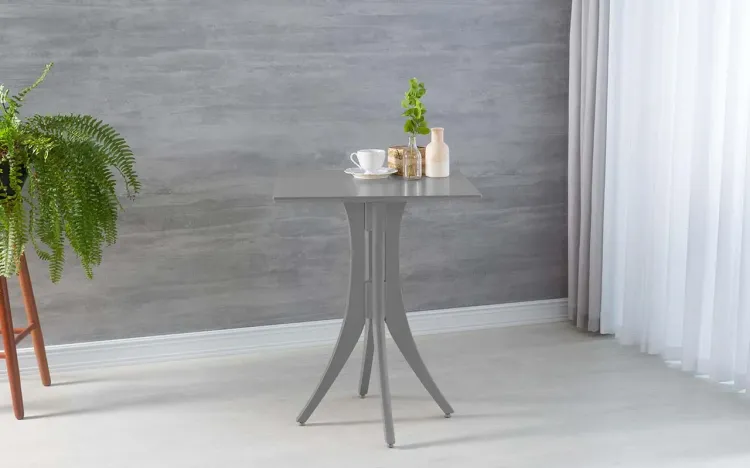 MESA BISTRÔ BAIXA QUADRADA JULIETTE 60X60X77CM LACA CINZA CONCRETO