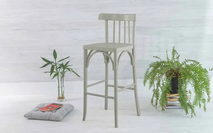 BANQUETA PARA COZINHA AMERICANA JUSTINE LACA OFF WHITE 39X41X103CM