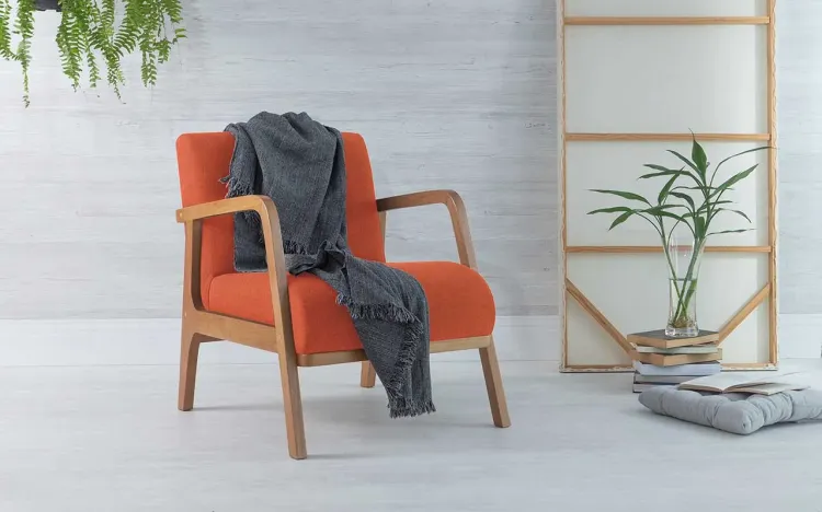 POLTRONA PARA QUARTO ALFAZEMA VERNIZ AMENDOA TEC.918 SALMÃO 60,3X73X77 CM