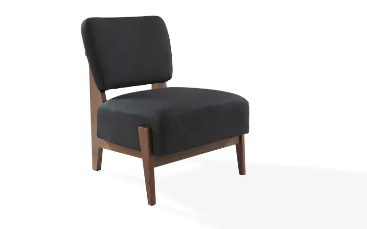 POLTRONA DECORATIVA SEM BRAÇOS SAMAMBAIA PRETA VERNIZ CAPUCCINO TEC.999 67x66x82 CM