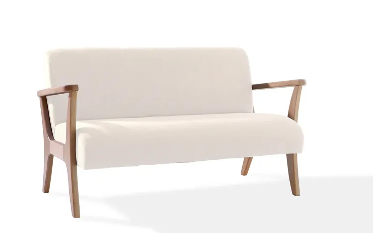 SOFÁ 2 LUGARES PARA SALA RÉGIA VERNIZ CAPUCCINO TEC.115B BEGE 128X70X77 CM