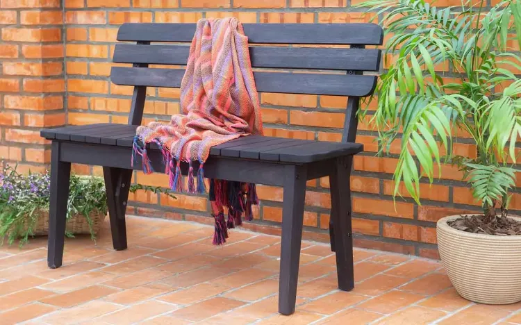 BANCO DE MADEIRA HOLZ 107X47X79,5CM COR PRETA