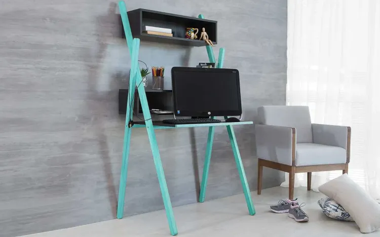 ESCRIVANINHA MODERNA PRETA E AZUL DESIGN PARA QUARTO DE MENINO SUE WOODINN 87x62x158 CM