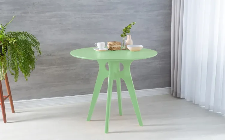 MESA DE JANTAR DE MADEIRA REDONDA BIANCHI LACA VERDE SÁLVIA 90X77CM