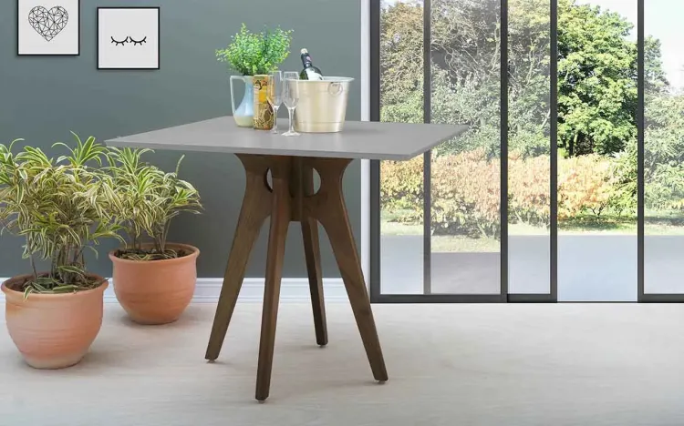MESA QUADRADA 4 CADEIRAS BIANCHI 90X90X77CM NOGUEIRA E CINZA CONCRETO
