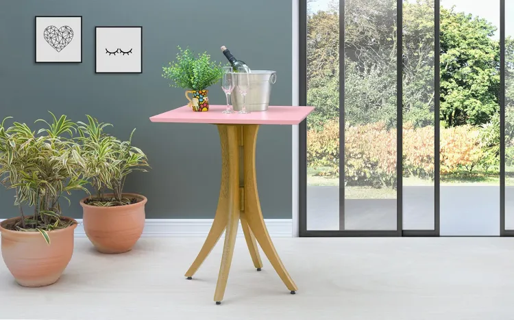MESA BISTRÔ BAIXA QUADRADA JULIETTE 60X60X77CM AMÊNDOA E ROSA BEBÊ