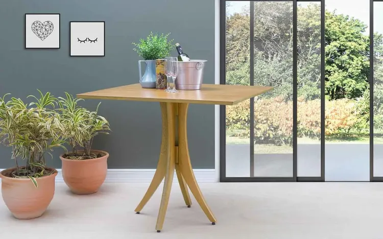MESA DE RESTAURANTE QUADRADA JULIETTE 90X90X77CM AMÊNDOA
