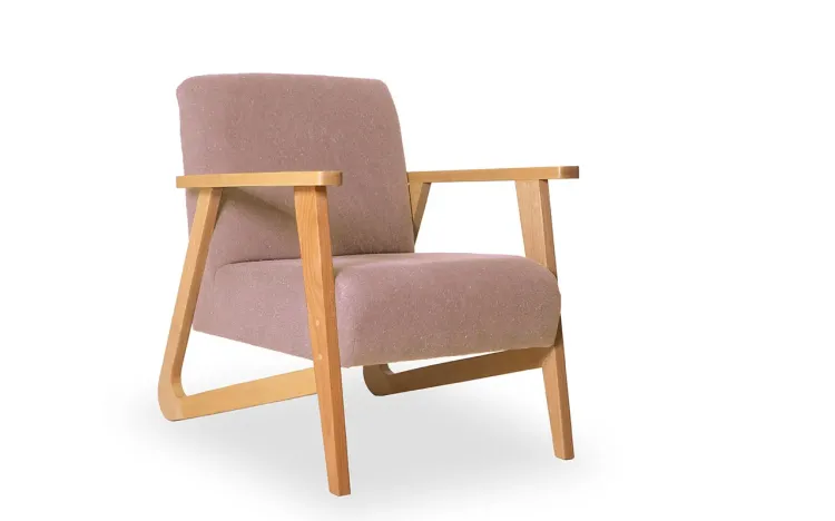 POLTRONA PARA QUARTO LIS VERNIZ AMENDOA TEC.169B ROSA 72X81X81 CM