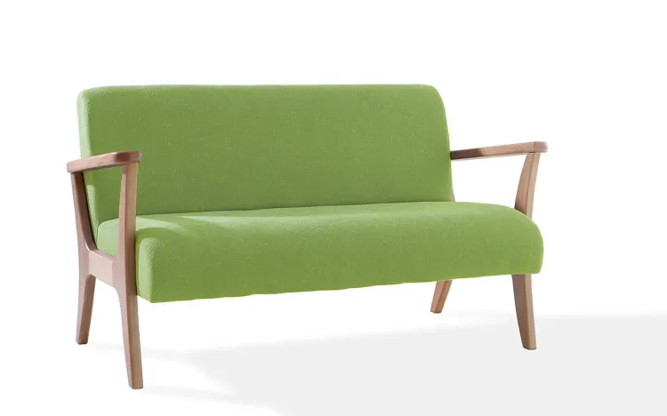 SOFÁ 2 LUGARES PARA SALA RÉGIA VERNIZ AMENDOA TEC.942 VERDE 128X70X77 CM