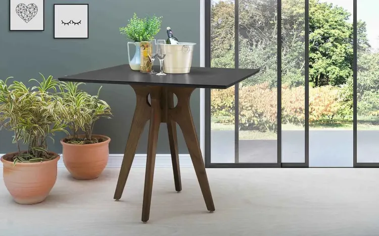 MESA DE JANTAR PRETA QUADRADA BIANCHI 90X90X77CM NOGUEIRA E PRETO