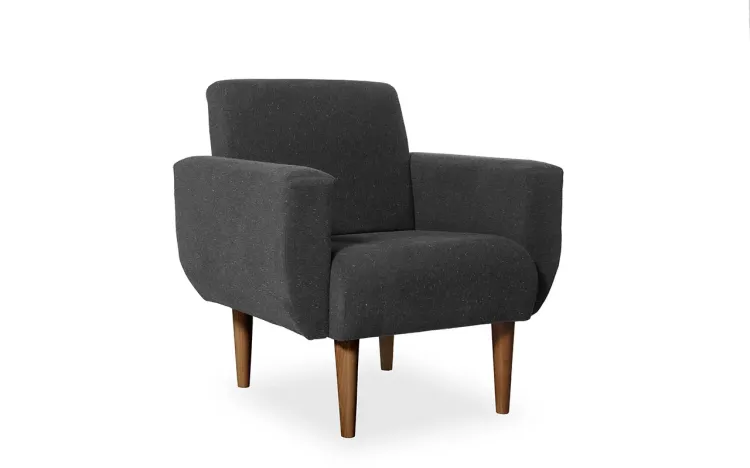 POLTRONA MODERNA COM BRAÇOS PRETA VERNIZ CAPUCCINO TEC 999 LIRIO 80X76X84 CM