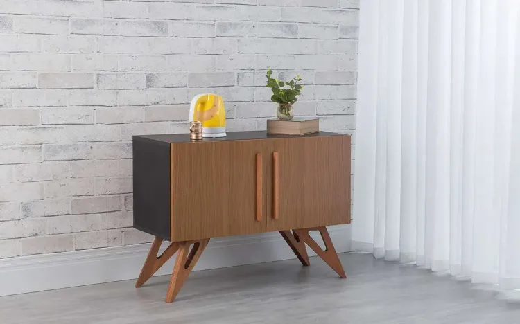 ARMÁRIO BUFFET PARA SALA 2 PORTAS FREDDIE PRETO COM FREIJÓ E JATOBÁ 90x35x64,7 CM
