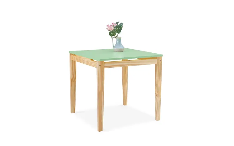 MESA 4 LUGARES TUCUPI ACABAMENTO STAIN NATURAL E VERDE SÁLVIA 80X80X76CM