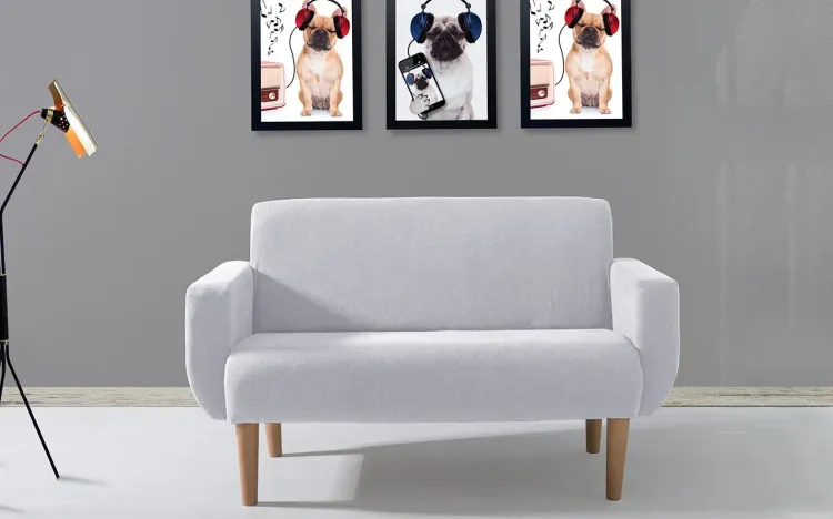 SOFÁ 2 LUGARES PARA SALA CINZA CLARO LIRIO 140X76X83CM - VERNIZ AMENDOA